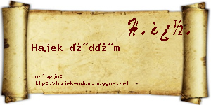 Hajek Ádám névjegykártya